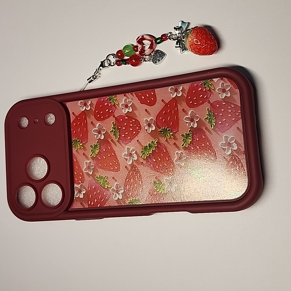 Brand new Apple IPhone 17 Pro Max Strawberry Silicone Phone case with Strap